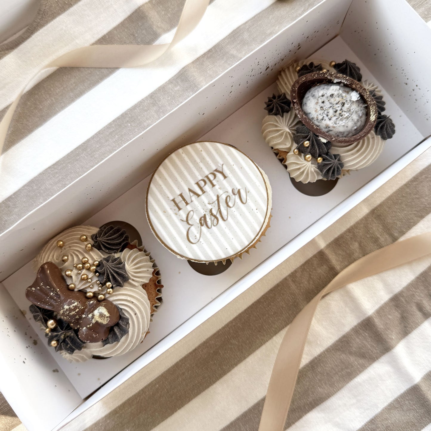 Easter Box Of 3 Neutral Cupcakes