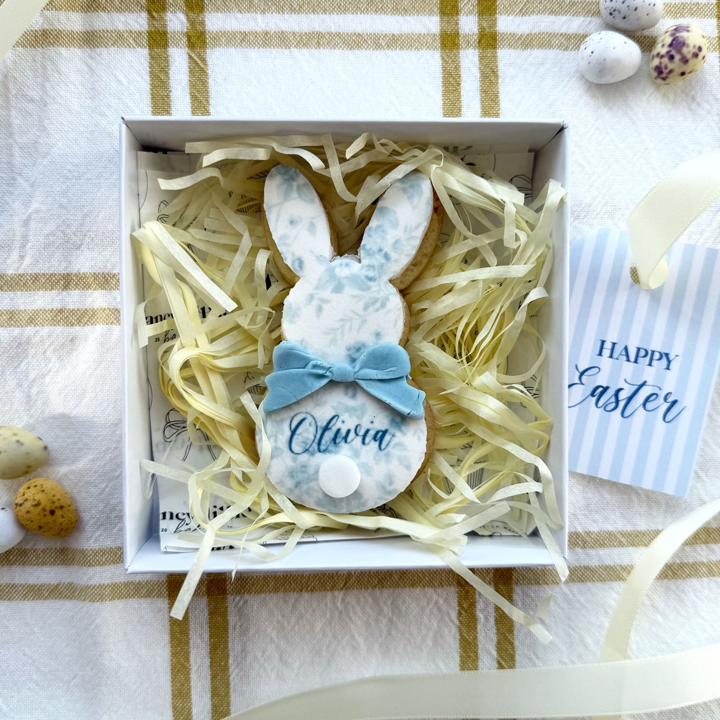 Easter Personalised Bunny Biscuit in Display Box