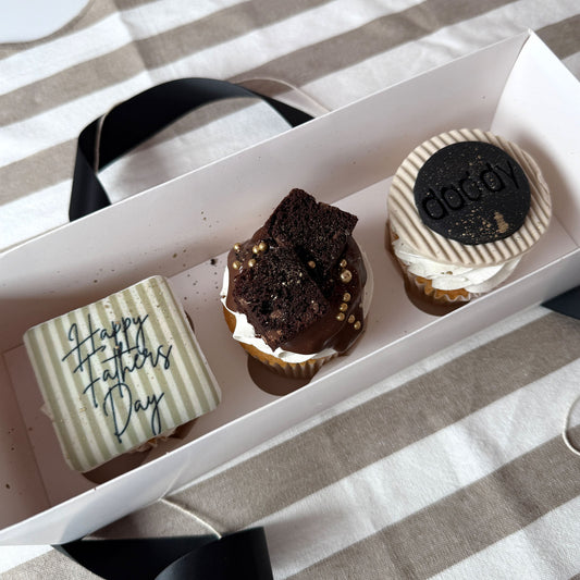 Fathers Day Box of 3 Personalised Cupcakes
