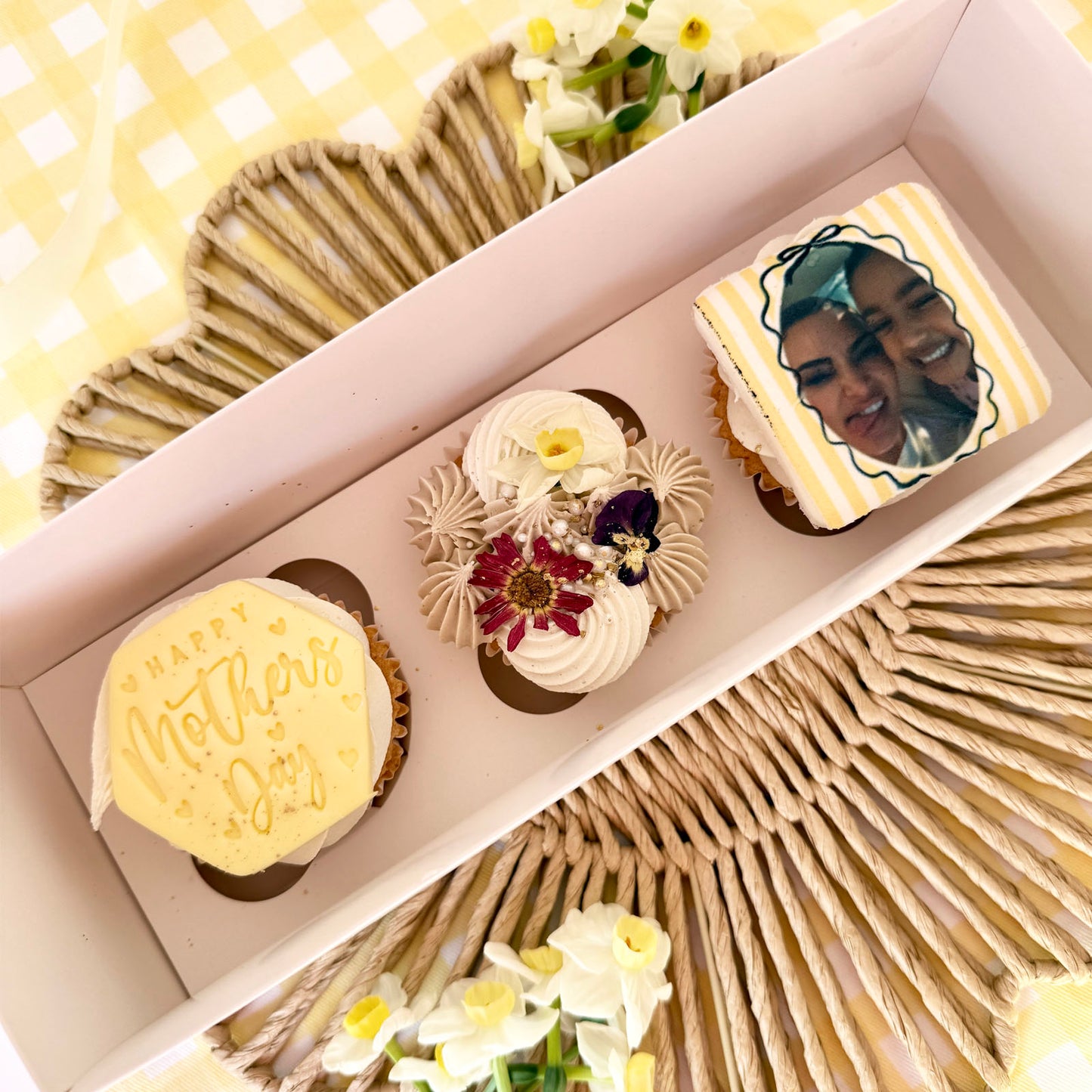 Mothers Day Box of 3 Personalised Polaroid Cupcakes